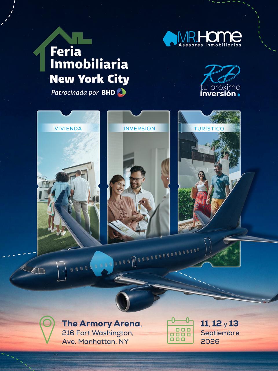 Arte oficial de la Feria Inmobiliaria New York City patrocinada por BHD